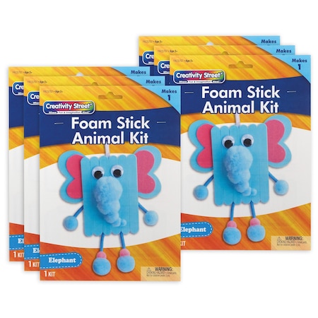 Creativity Street Foam Stick Animal Kit, Elephant, 7.75'' x 11'' x 1.25'', 6PK PAC5707